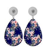 10 styles Pretty Flower pattern  Acrylic Painted Water Drop earrings fit 20MM Snaps button jewelry wholesale