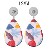 10 styles Colored leaves pattern  Acrylic Painted Water Drop earrings fit 12MM Snaps button jewelry wholesale