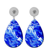 10 styles Blue pattern  Acrylic Painted Water Drop earrings fit 20MM Snaps button jewelry wholesale