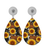 10 styles sunflower Flower  Acrylic Painted Water Drop earrings fit 20MM Snaps button jewelry wholesale