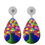 10 styles Flower pineapple pattern  Acrylic Painted Water Drop earrings fit 20MM Snaps button jewelry wholesale