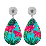 10 styles Pretty  Flower  Acrylic Painted Water Drop earrings fit 20MM Snaps button jewelry wholesale
