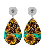 10 styles Butterfly Flower  sunflower  Acrylic Painted Water Drop earrings fit 20MM Snaps button jewelry wholesale