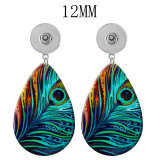 10 styles Bohemia pattern Acrylic Painted Water Drop earrings fit 12MM Snaps button jewelry wholesale