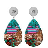 10 styles Turquoise leopard pattern  Acrylic Painted Water Drop earrings fit 20MM Snaps button jewelry wholesale