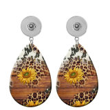 10 styles Butterfly Flower  sunflower  Acrylic Painted Water Drop earrings fit 20MM Snaps button jewelry wholesale