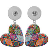 10 styles love resin Flower  Elephant pattern  Painted Heart earrings fit 20MM Snaps button jewelry wholesale