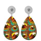 10 styles horse Leopard Pattern  Acrylic Painted Water Drop earrings fit 20MM Snaps button jewelry wholesale