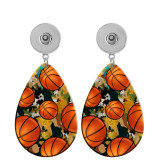 10 styles Sports Volleyball Basketball rugby pattern  Acrylic Painted Water Drop earrings fit 20MM Snaps button jewelry wholesale