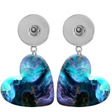 10 styles love resin Art pattern Painted Heart earrings fit 20MM Snaps button jewelry wholesale