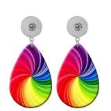 10 styles Colorful Pretty pattern  Acrylic Painted Water Drop earrings fit 20MM Snaps button jewelry wholesale