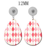 10 styles love Pink  pattern  Acrylic Painted Water Drop earrings fit 12MM Snaps button jewelry wholesale