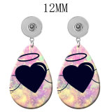 10 styles love Christmas  Acrylic Painted Water Drop earrings fit 12MM Snaps button jewelry wholesale