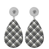 10 styles Black and white  Checkered pattern  Acrylic Painted Water Drop earrings fit 20MM Snaps button jewelry wholesale