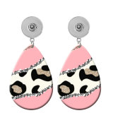 10 styles color Leopard Pattern  Acrylic Painted Water Drop earrings fit 20MM Snaps button jewelry wholesale