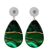 10 styles Green Art patterns  Acrylic Painted Water Drop earrings fit 20MM Snaps button jewelry wholesale