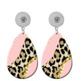 10 styles color Leopard Pattern  Acrylic Painted Water Drop earrings fit 20MM Snaps button jewelry wholesale