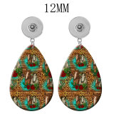 10 styles Western Cowboy Horse  Acrylic Painted Water Drop earrings fit 12MM Snaps button jewelry wholesale