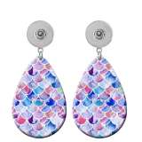 10 styles Colored Fish Scale Pattern  Acrylic Painted Water Drop earrings fit 20MM Snaps button jewelry wholesale