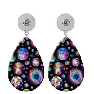 10 styles Pretty pattern  Acrylic Painted Water Drop earrings fit 20MM Snaps button jewelry wholesale