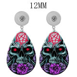 10 styles skull  Acrylic Painted Water Drop earrings fit 12MM Snaps button jewelry wholesale