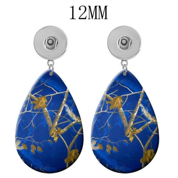 10 styles branch pattern  Acrylic Painted Water Drop earrings fit 12MM Snaps button jewelry wholesale