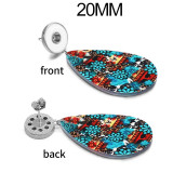 10 styles Flag color pattern  Acrylic Painted Water Drop earrings fit 20MM Snaps button jewelry wholesale