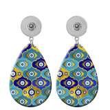 10 styles Evil Eyes pattern  Acrylic Painted Water Drop earrings fit 20MM Snaps button jewelry wholesale