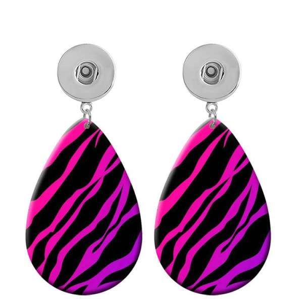10 styles Leopard Pattern  Acrylic Painted Water Drop earrings fit 20MM Snaps button jewelry wholesale