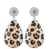 10 styles color Leopard Pattern  Acrylic Painted Water Drop earrings fit 20MM Snaps button jewelry wholesale