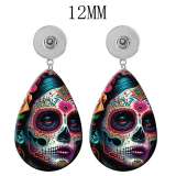10 styles Halloween skull girl  Acrylic Painted Water Drop earrings fit 12MM Snaps button jewelry wholesale