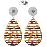 10 styles Flower happy easter Leopard Pattern  Acrylic Painted Water Drop earrings fit 12MM Snaps button jewelry wholesale