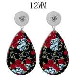 10 styles Halloween  skull  Acrylic Painted Water Drop earrings fit 12MM Snaps button jewelry wholesale