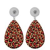 10 styles Leopard Pattern  Acrylic Painted Water Drop earrings fit 20MM Snaps button jewelry wholesale