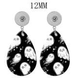10 styles Halloween skull  Acrylic Painted Water Drop earrings fit 12MM Snaps button jewelry wholesale
