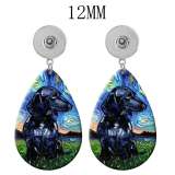 10 styles dog pattern  Acrylic Painted Water Drop earrings fit 12MM Snaps button jewelry wholesale