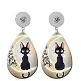 10 styles Cat  Acrylic Painted Water Drop earrings fit 20MM Snaps button jewelry wholesale