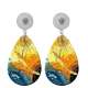 10 styles Pretty pattern  Acrylic Painted Water Drop earrings fit 20MM Snaps button jewelry wholesale