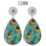 10 styles Leopard print  skull  Acrylic Painted Water Drop earrings fit 12MM Snaps button jewelry wholesale