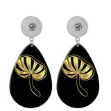 10 styles Golden mushroom pattern  Acrylic Painted Water Drop earrings fit 20MM Snaps button jewelry wholesale