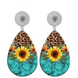 10 styles Pretty  sunflower pattern  Acrylic Painted Water Drop earrings fit 20MM Snaps button jewelry wholesale