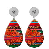 10 styles sunflower Leopard Pattern  Acrylic Painted Water Drop earrings fit 20MM Snaps button jewelry wholesale