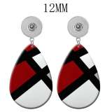 10 styles Pretty Geometric pattern  Acrylic Painted Water Drop earrings fit 12MM Snaps button jewelry wholesale