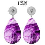 10 styles Purple pattern  Acrylic Painted Water Drop earrings fit 12MM Snaps button jewelry wholesale
