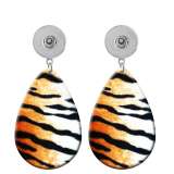 10 styles dairy cattle Leopard Pattern  Acrylic Painted Water Drop earrings fit 20MM Snaps button jewelry wholesale