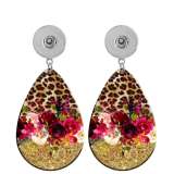 10 styles Pretty Flower pattern  Acrylic Painted Water Drop earrings fit 20MM Snaps button jewelry wholesale