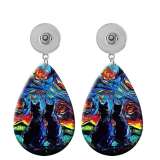 10 styles Cat pattern  Acrylic Painted Water Drop earrings fit 20MM Snaps button jewelry wholesale