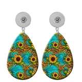 10 styles Sunflower Flag pattern  Acrylic Painted Water Drop earrings fit 20MM Snaps button jewelry wholesale