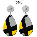 10 styles Geometric pattern  Acrylic Painted Water Drop earrings fit 12MM Snaps button jewelry wholesale