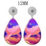 10 styles Whale Moon Pattern  Acrylic Painted Water Drop earrings fit 12MM Snaps button jewelry wholesale